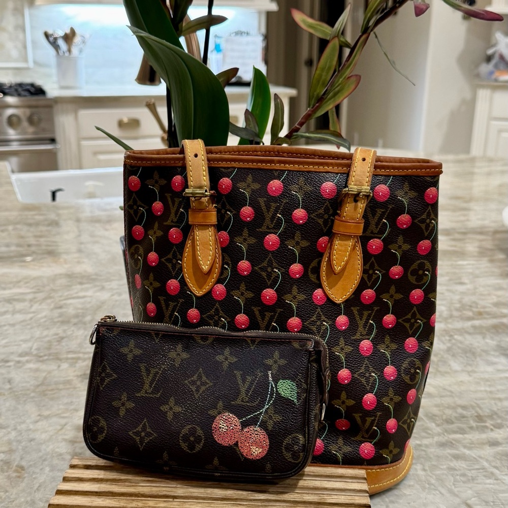 Louis Vuitton Monogram Murakami Cerises Bucket Bag and Pochette 2005